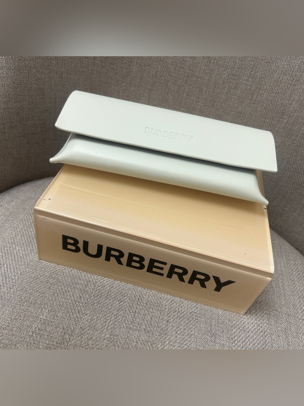 Burberry Cream White Leather Sunglasses Sleeve